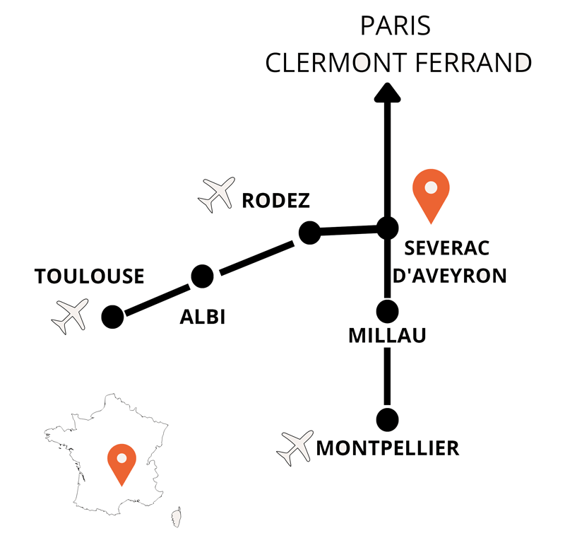 Situé en Aveyron, accès pratique